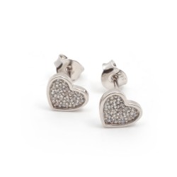 Boucles d'oreilles clous femme carador motif cœur avec oxydes de zirconium