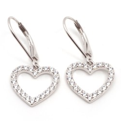 Boucles d'oreilles dormeuses Carador en argent  et  oxydes de zirconium motif coeur