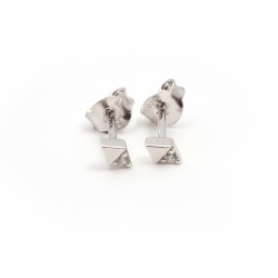 Boucles d'oreilles clous Carador en argent  et  oxyde de zirconium motif losange