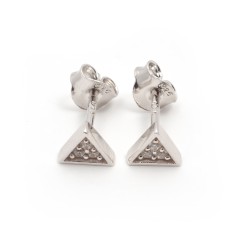 Boucles d'oreilles clous Carador en argent  et  oxydes de zirconium forme triangle