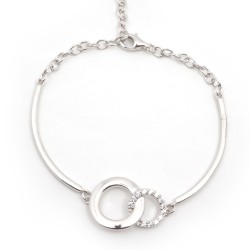 Bracelet femme fantaisie Carador demi jonc en argent  et oxydes de zirconium doubles cercles