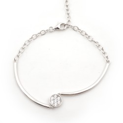 Bracelet femme fantaisie Carador demi jonc en argent  et oxydes de zirconium