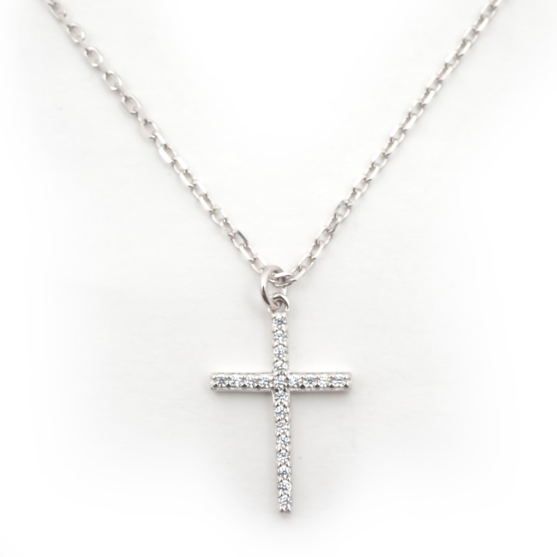 Collier Croix Et Couronne En Argent 925 – Pendentif Zirconium – Bijou Femme Simple Et élégant – Cadeau Tendance – Longueur Ajustable