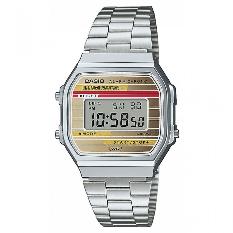 Montre digitale CASIO collection Vintage bracelet acier argenté