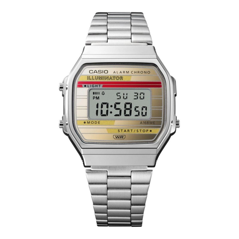 Montre digitale CASIO collection Vintage bracelet acier argenté
