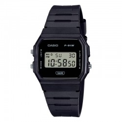 Montre Casio Mixte Timeless bracelet en résine noire