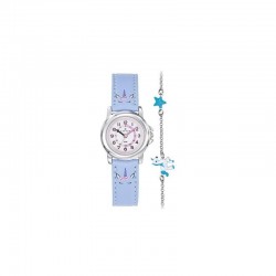 Coffret Montre Certus Junior fille cuir violet licorne accompagnée d'un bracelet