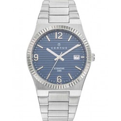 Montre Certus homme Bracelet acier argenté et Cadran bleu