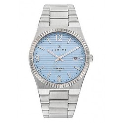 Montre Certus homme Bracelet acier argenté et Cadran bleu clair