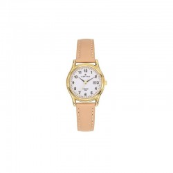 Montre Certus Femme bracelet en cuir beige cadran blanc