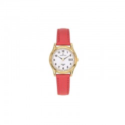 Montre Certus Femme bracelet en cuir rouge cadran blanc