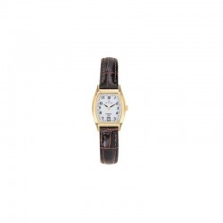 Montre Femme Certus en cuir marron et boitier tonneau doré