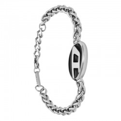 Bracelet Mixte Diesel Motif "D" en acier argenté