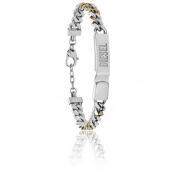 Bracelet Homme Diesel mailles gourmettes en acier bicolore