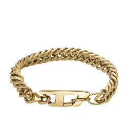 Bracelet Mixte Diesel Motif "D" Acier doré