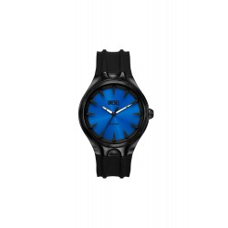 Montre Diesel acier bracelet silicone noir et cadran bleu