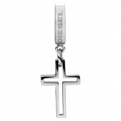 Boucle d'oreille Diesel Homme en acier argenté Motif croix