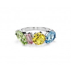 Bague Femme Swarovski Cocktail Gema métal argenté et cristaux multicolores