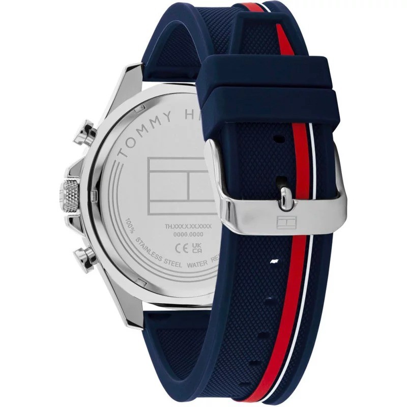 Montre Analogique Tommy Hilfiger Collection Clark Chronographe Bracelet silicone rouge bleu