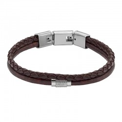 Bracelet Homme Fossil en acier et cuir