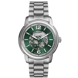 Montre Squelette Homme Fossil en Acier argenté et cadran Vert