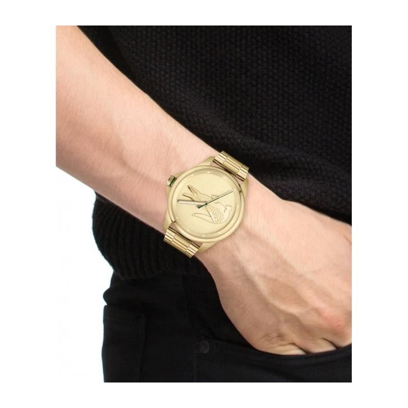 Montre Analogique Lacoste collection Le Croc bracelet acier doré