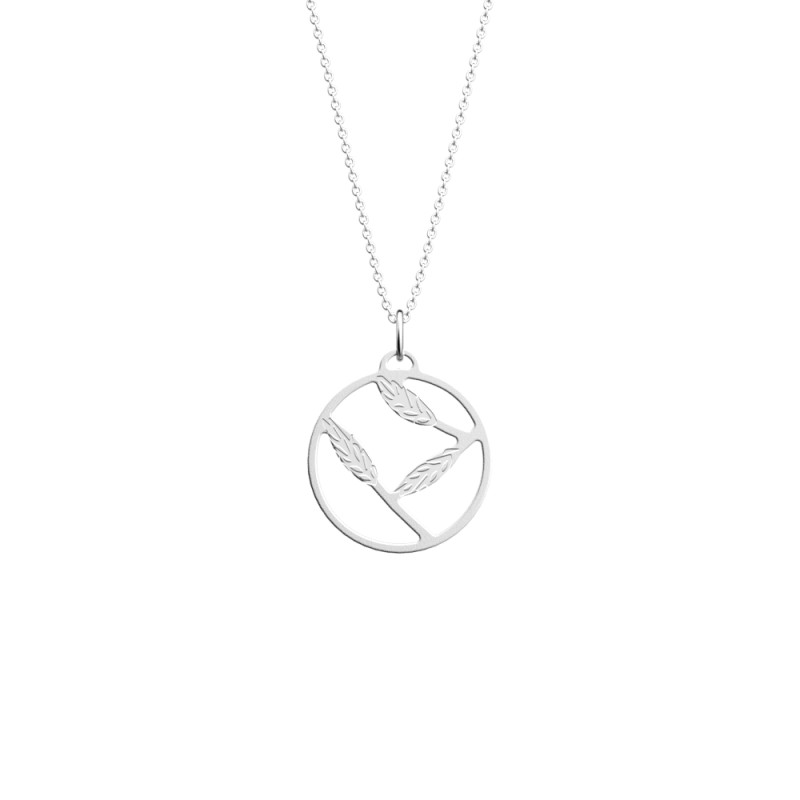 COLLIER LES GEORGETTES ÉPIS BLÉ LAITON ARGENTÉ 25 MM