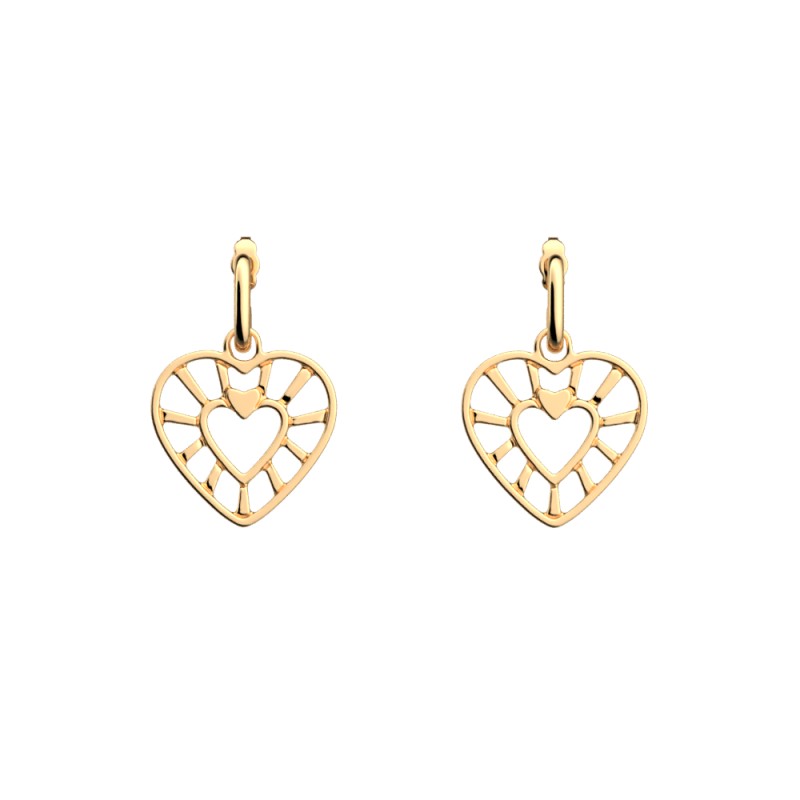 BOUCLES D'OREILLES LES GEORGETTES COEUR LAITON DORÉ 23 MM