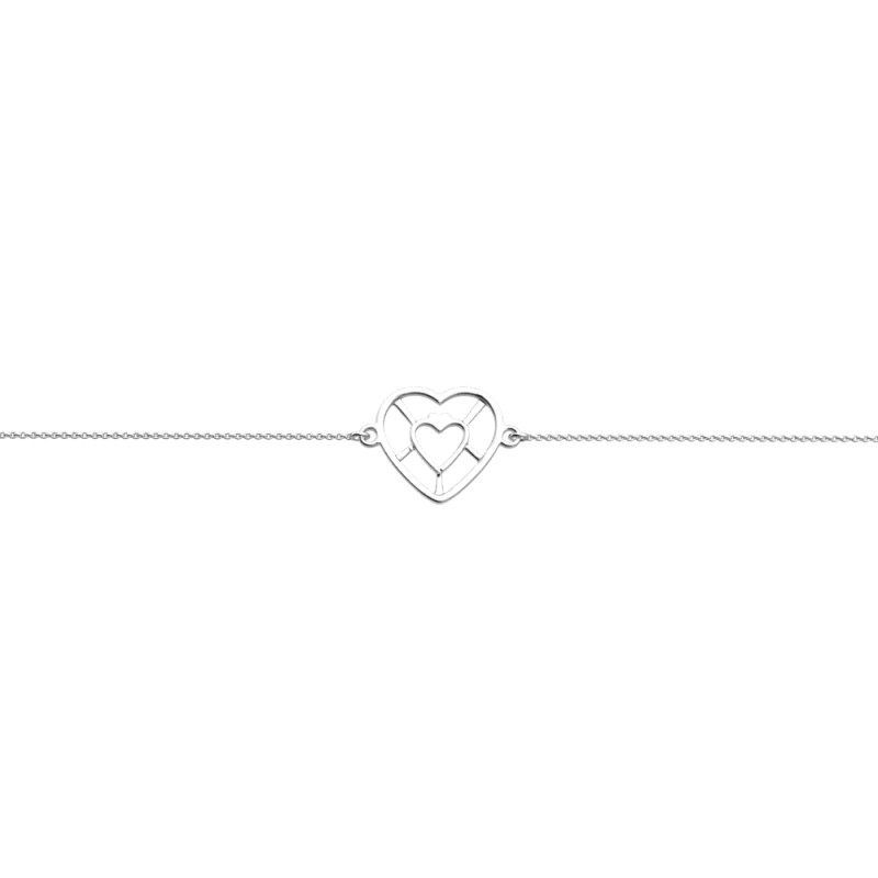 BRACELET LES GEORGETTES COEUR LAITON ARGENTÉ 17MM
