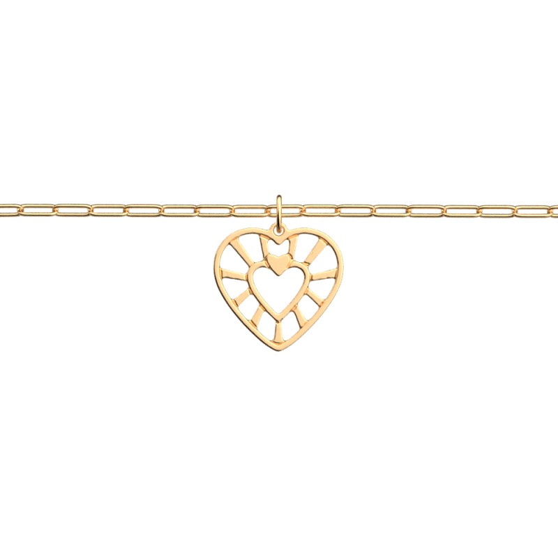BRACELET LES GEORGETTES COEUR LAITON DORÉ 23MM