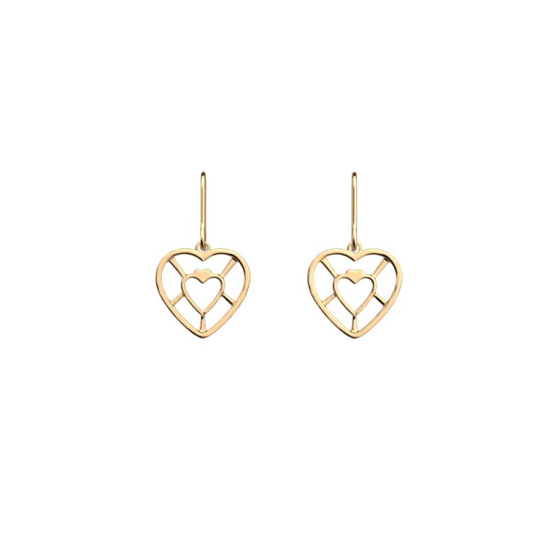 BOUCLES D'OREILLES LES GEORGETTES COEUR LAITON DORÉ 17MM