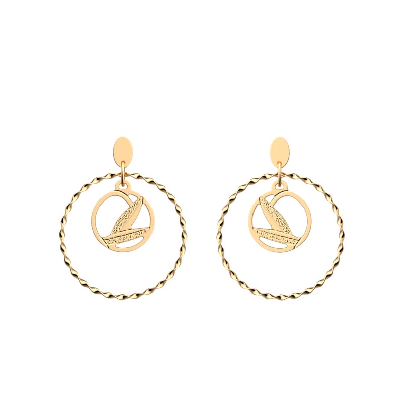BOUCLES D'OREILLES LES GEORGETTES ROSES DES SABLES LAITON DORÉ 16 MM
