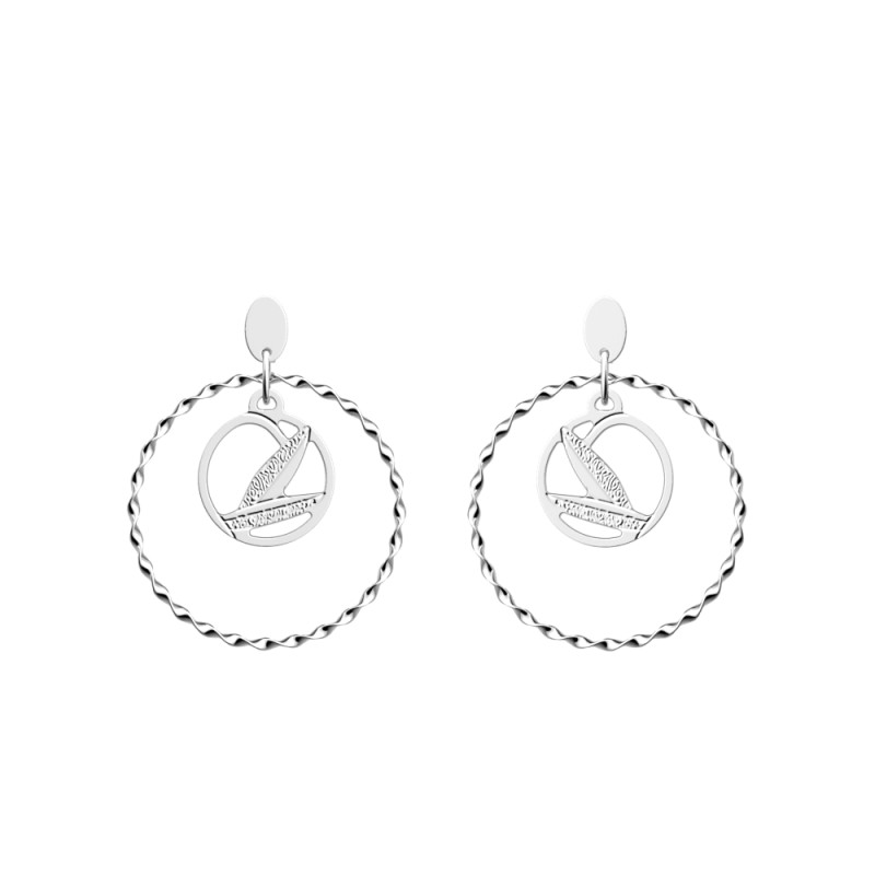 BOUCLES D'OREILLES LES GEORGETTES ROSE DES SABLES LAITON ARGENTÉ 16 MM
