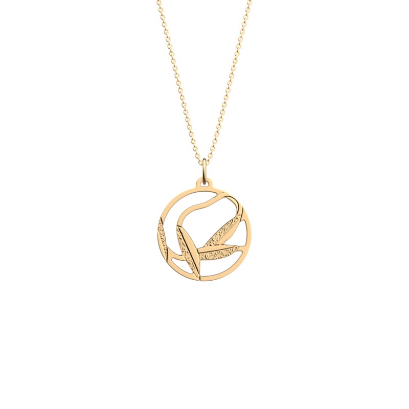 COLLIER LES GEORGETTES ROSES DES SABLES LAITON DORÉ 25MM