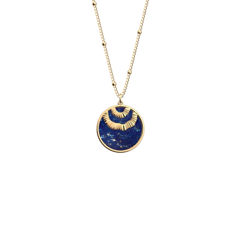 COLLIER LES GEORGETTES LAPIS KAZULI LAITON DORÉ