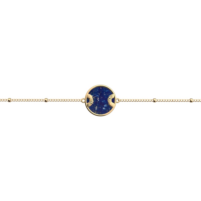 BRACLET LES GEORGETTES LAPIS LAZULI LAITON DORÉ