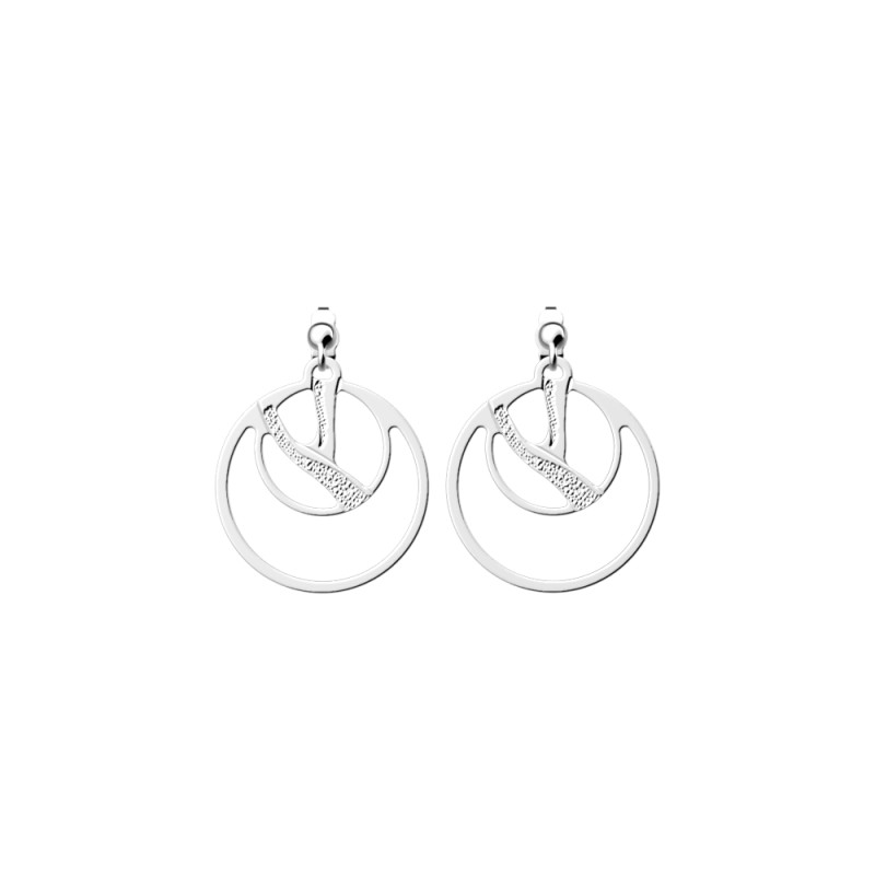 BOUCLES D'OREILLES LES GEORGETTES TIGRE LAITON ARGENTÉ 16 MM