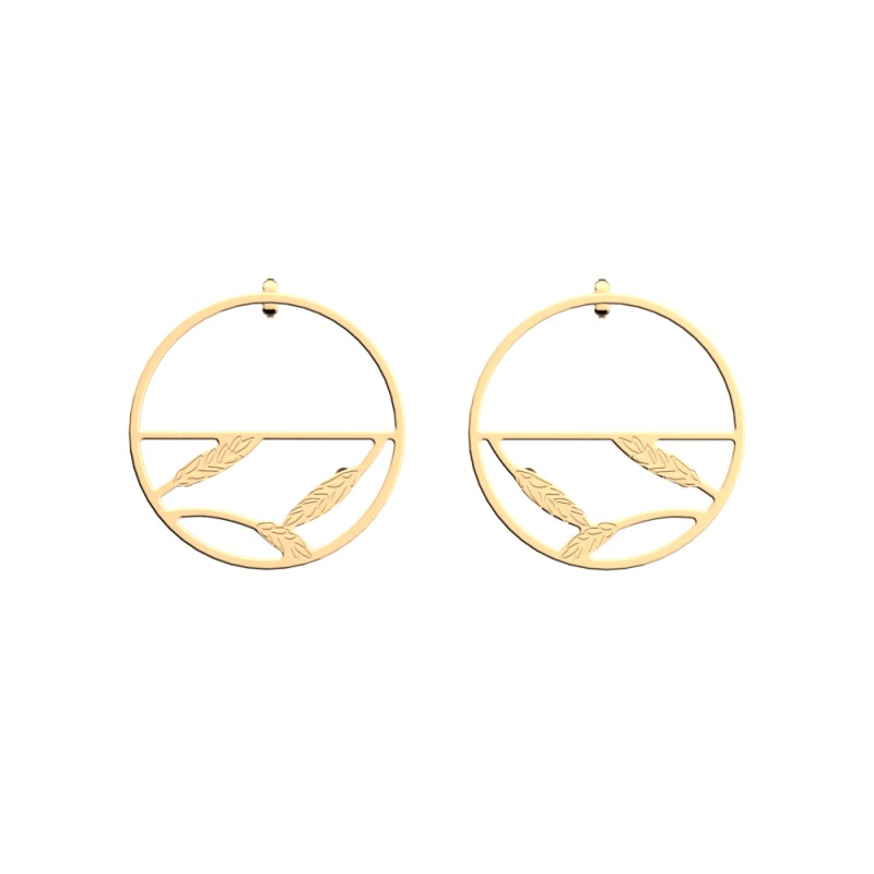 BOUCLES D'OREILLES LES GEORGETTES ÉPIS DE BLÉ LAITON DORÉ 43MM