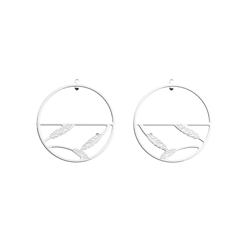 BOUCLES D'OREILLES LES GEORGETTES ÉPIS BLÉ LAITON ARGENTÉ 43 MM