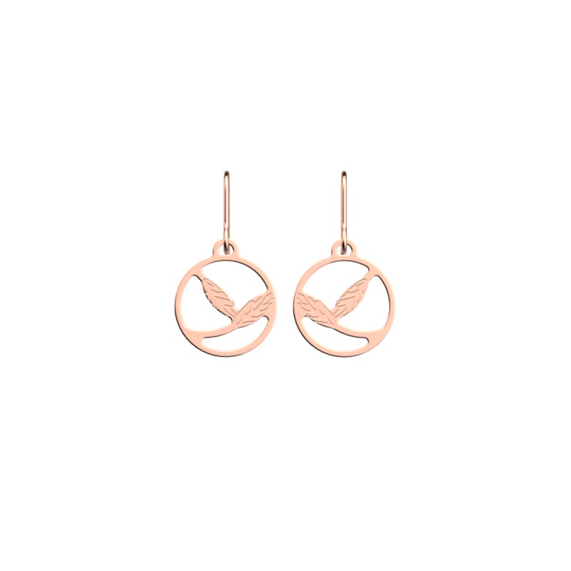 BOUCLES D'OREILLES LES GEORGETTES ÉPI DE BLÉ LAITON DORÉ ROSE 16 MM
