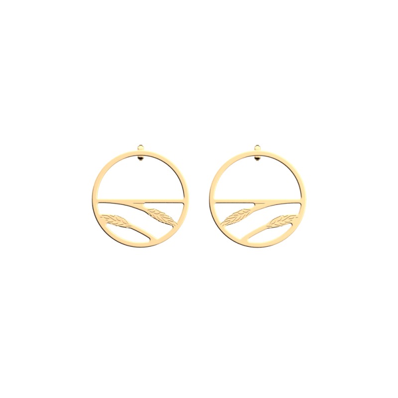 BOUCLES D'OREILLES LES GEORGETTES ÉPIS DE BLÉ LAITON DORÉ 30 MM