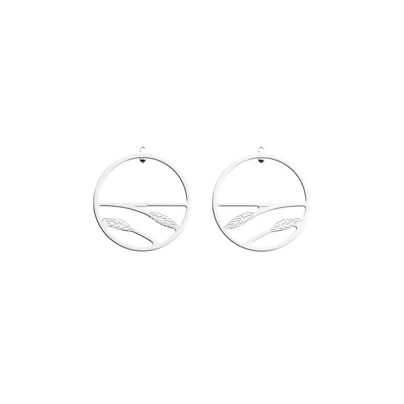 BOUCLES D'OREILLES LES GEORGETTES ÉPIS BLÉ LAITON ARGENTÉ 30 MM