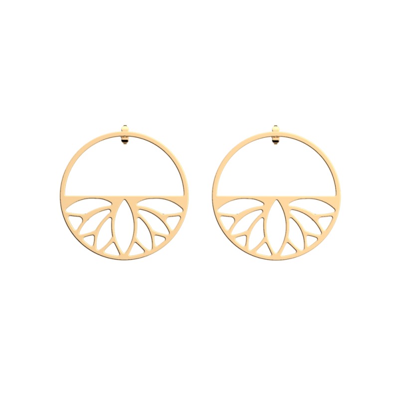BOUCLES D'OREILLES LES GEORGETTES LOTUS LAITON DORÉ 43MM