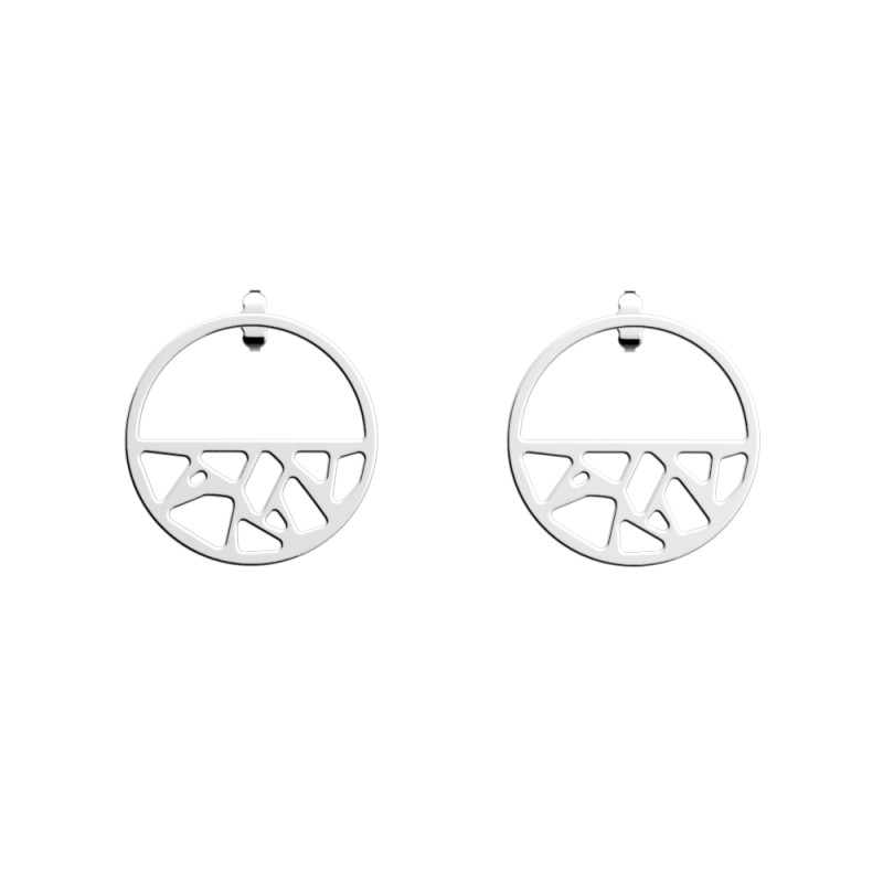 BOUCLES DOREILLES LES GEORGETTES GIRAFE LAITON ARGENTÉ 30 MM