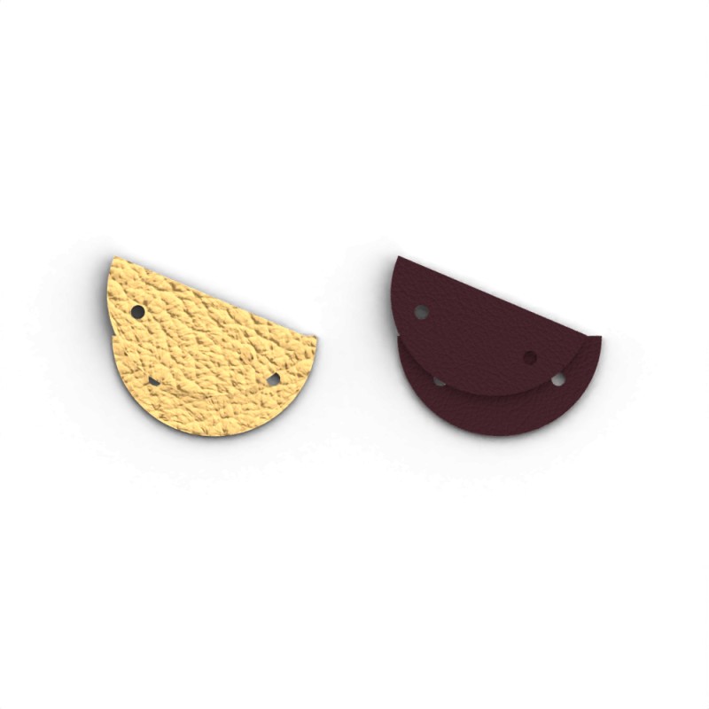 CUIR BOUCLES D'OREILLES LES GEORGETTES GAZELLE / PRUNE 30MM