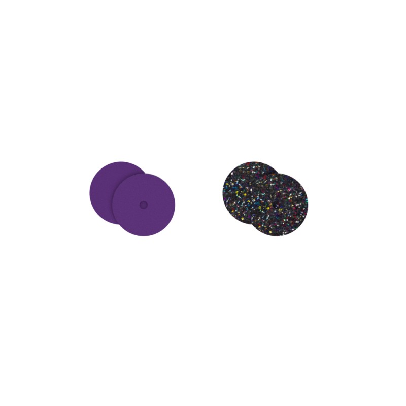 CUIR BOUCLES D'OREILLES LES GEORGETTES VIOLET / PAILLETTES VIBRANTES 16 MM