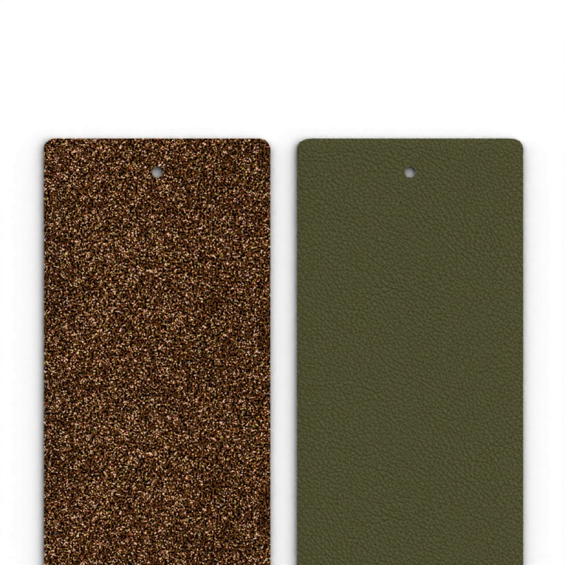 CUIR MANCHETTE LES GEORGETTES BRONZE PAILLETE / VERT DE GRIS 40MM