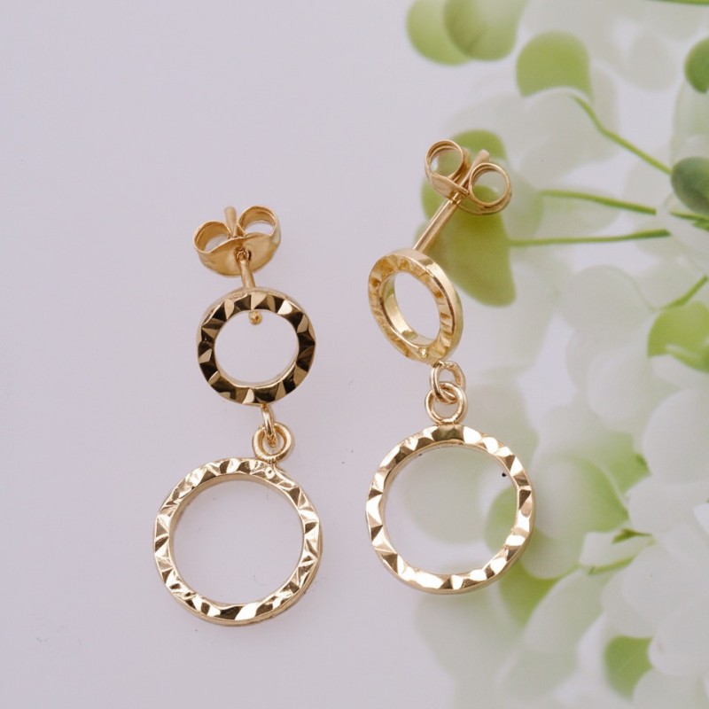 BOUCLES D'OREILLES CARADOR DOUBLES ANNEAUX OR JAUNE 375/000