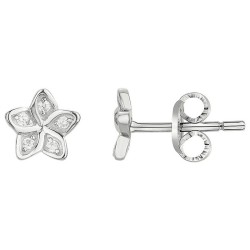 Boucles d'oreilles clous Femme Carador - Argent - Oxydes de zirconium blanc - fleurs