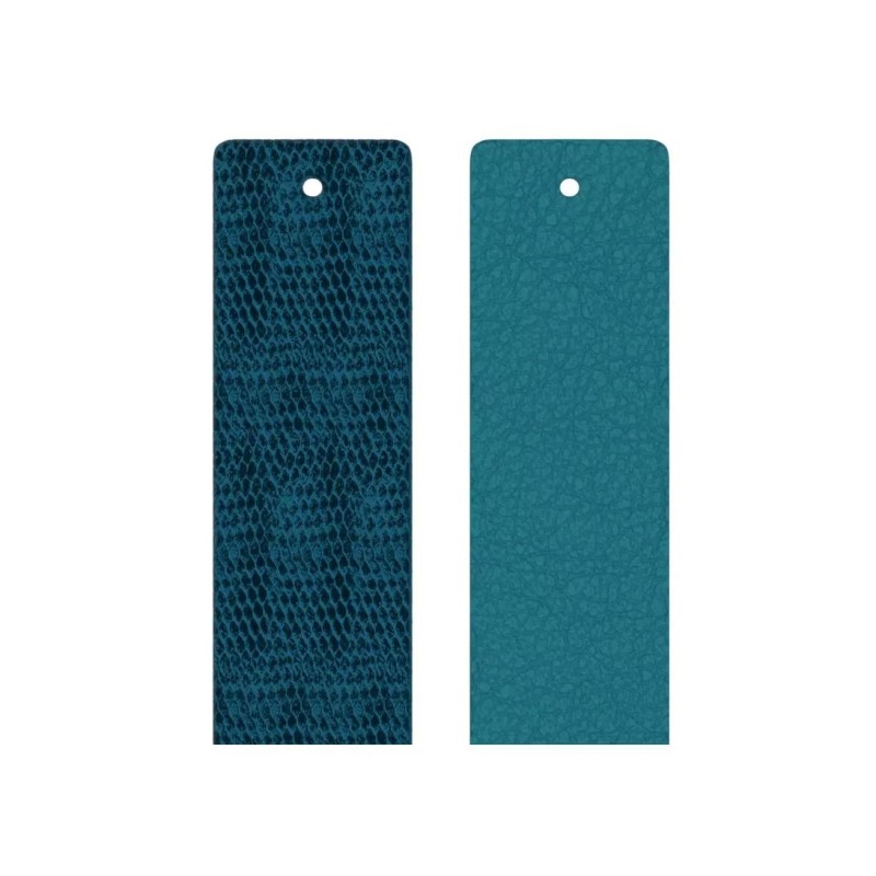 CUIR MANCHETTE LES GEORGETTES ECAILLES BLEUTEES / BLEU 25MM